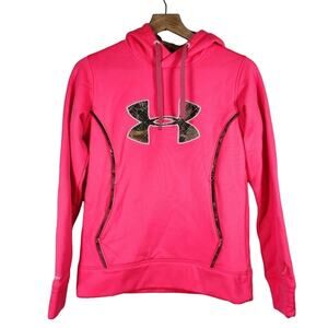 Pink Camouflage Logo Under Armour Hoodie Size S